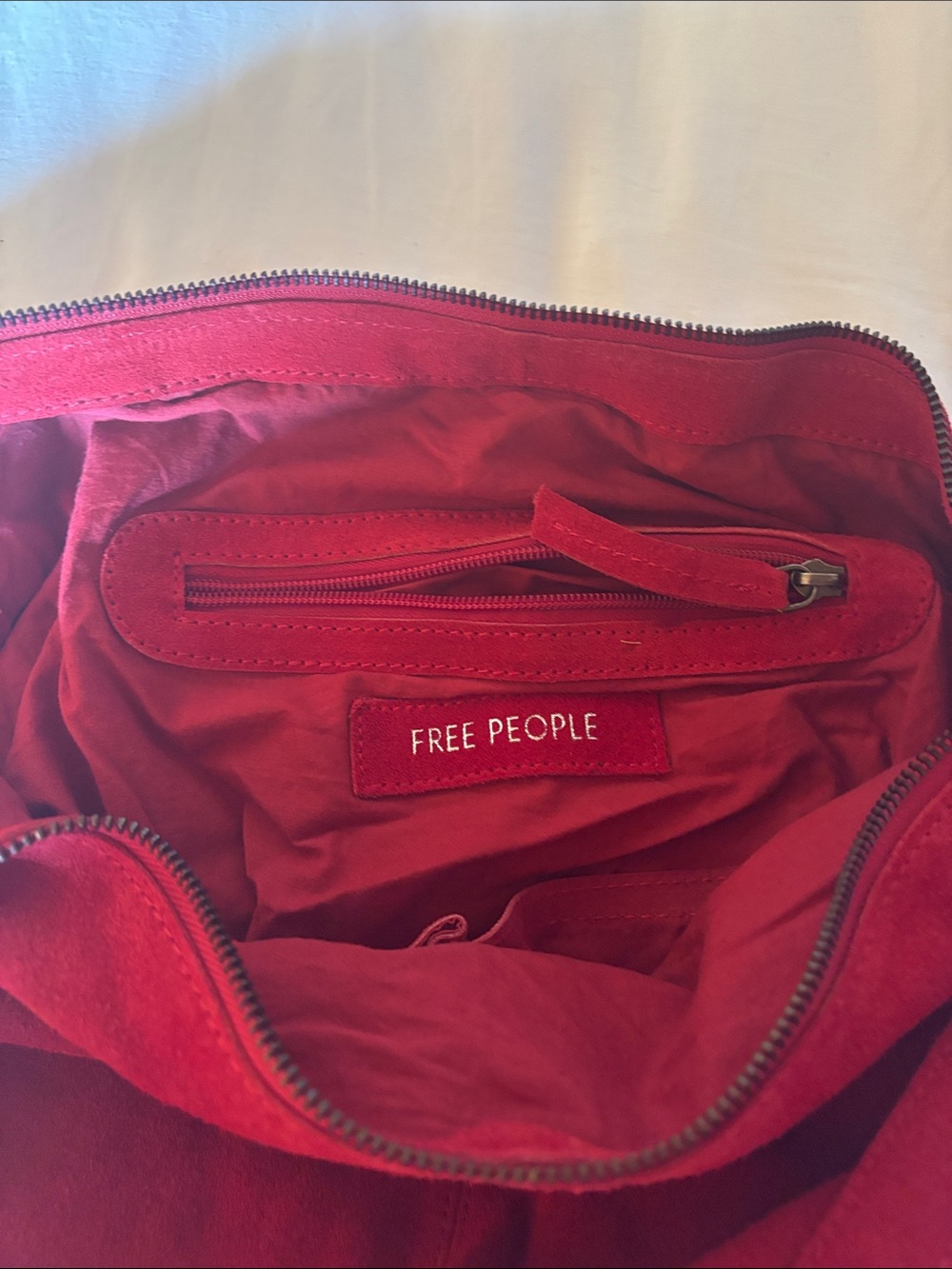 Free People Red Suede Shoulder Bag-NEW - Picture 4 of 5